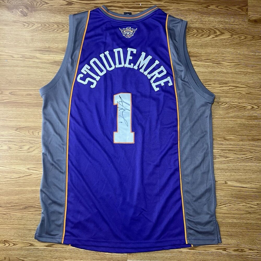 Adidas NBA Phoenix Suns Stoudemire Signed #1 Basketball Jersey Purple Sz 52